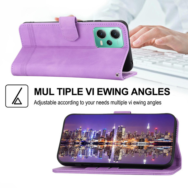 For Xiaomi Redmi Note 12 Global Dierfeng Dream Line TPU + PU Leather Phone Case(Purple)