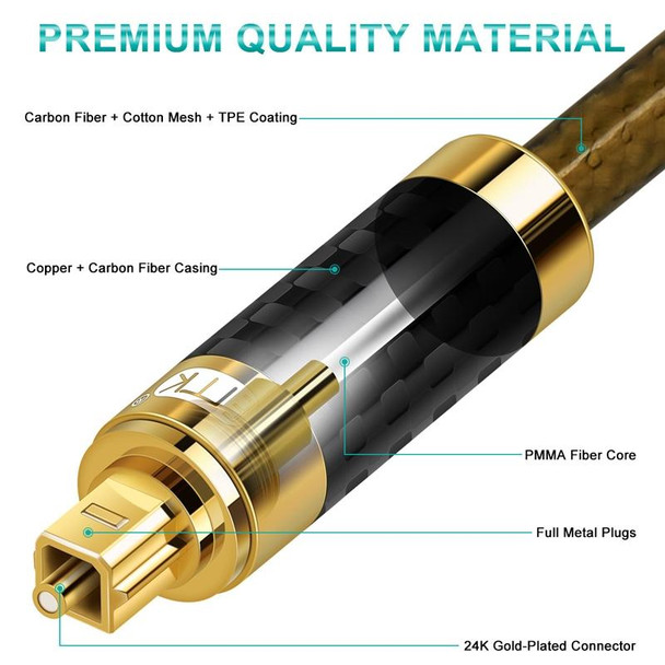 EMK GM/A8.0 Digital Optical Fiber Audio Cable Amplifier Audio Gold Plated Fever Line, Length: 1m(Transparent Coffee)