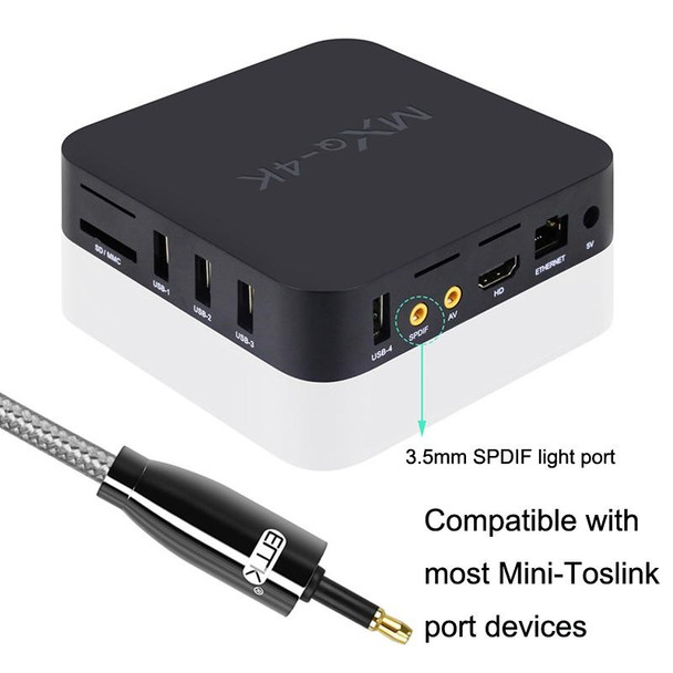 EMK QH4.0 Mini Toslink 3.5mm Interface SPDIF Audio Fiber Optical, Length: 1.5m(Black)