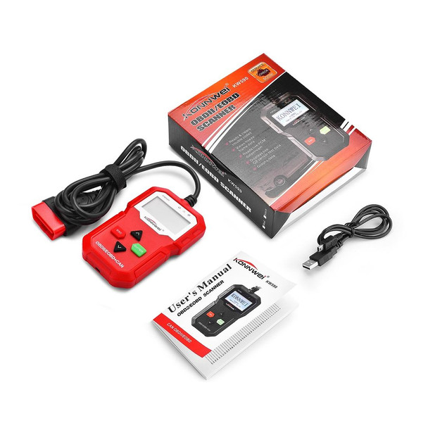 KONNWEI KW590 Mini OBDII Car Auto Diagnostic Scan Tools Auto Scan Adapter Scan Tool (Can Only Detect 12V Gasoline Car)(Red)