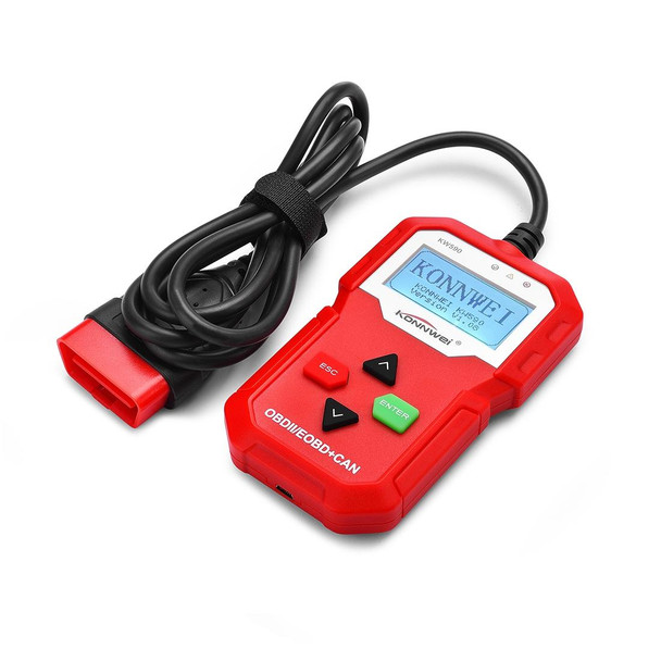 KONNWEI KW590 Mini OBDII Car Auto Diagnostic Scan Tools Auto Scan Adapter Scan Tool (Can Only Detect 12V Gasoline Car)(Red)