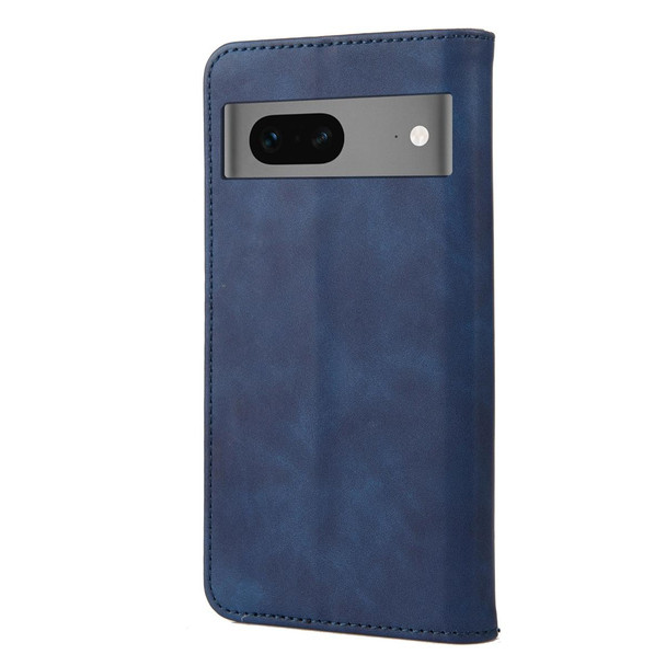 For Google Pixel 7a Skin Feel Splicing Leatherette Phone Case(Blue)