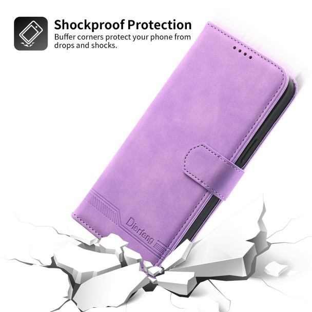 For Samsung Galaxy S21 FE 5G Dierfeng Dream Line TPU + PU Leatherette Phone Case(Purple)