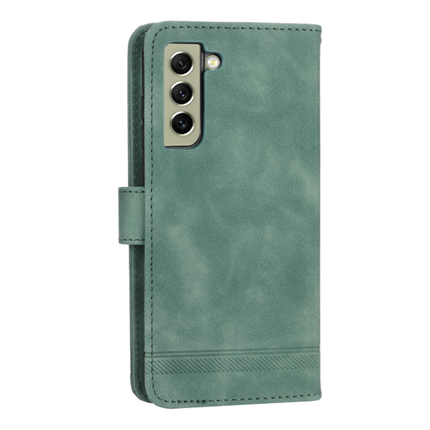 For Samsung Galaxy S21 FE 5G Dierfeng Dream Line TPU + PU Leatherette Phone Case(Green)