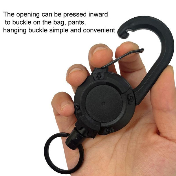 Backpack Carabiner Plastic Retractable Pull Badge Reel, Color: Black-Fiber Rope