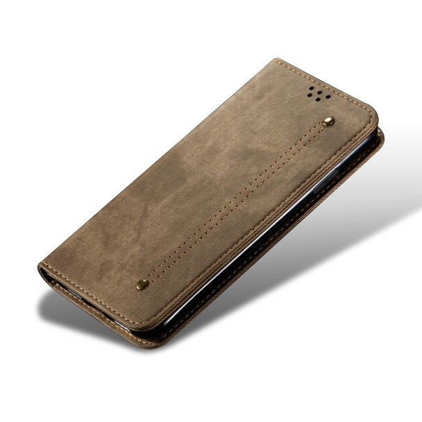 For vivo iQOO 11 Denim Texture Flip Leatherette Phone Case(Khaki)