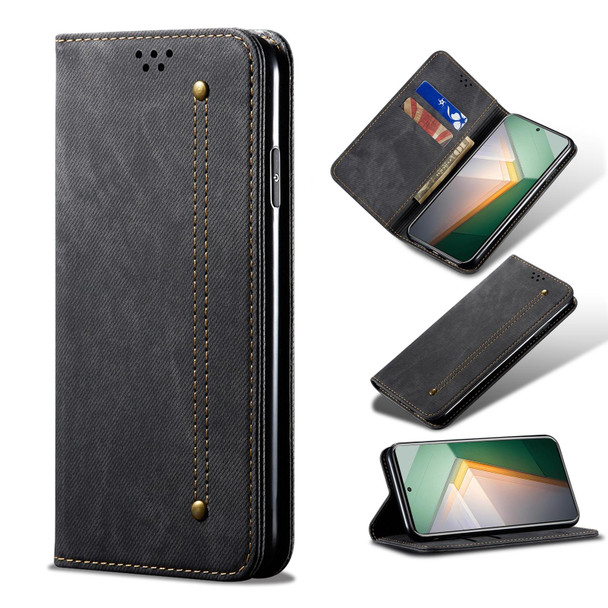 For vivo iQOO 11 Denim Texture Flip Leatherette Phone Case(Black)