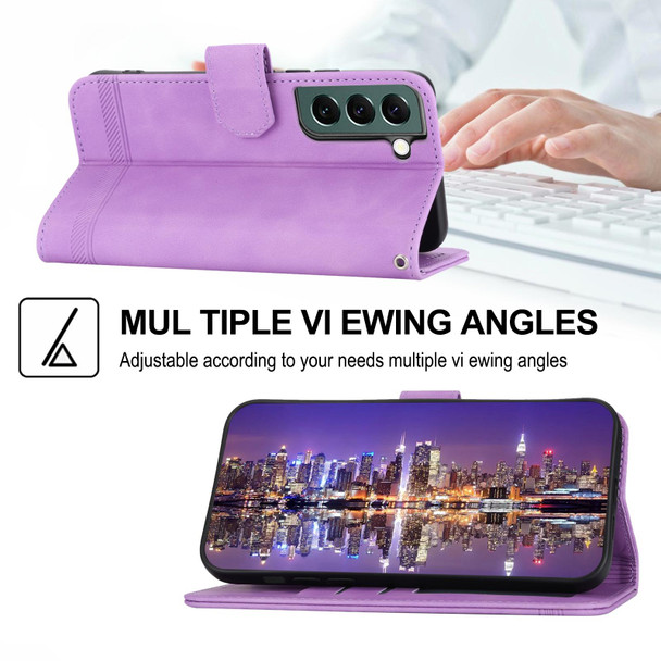 For Samsung Galaxy S22+ 5G Dierfeng Dream Line TPU + PU Leatherette Phone Case(Purple)