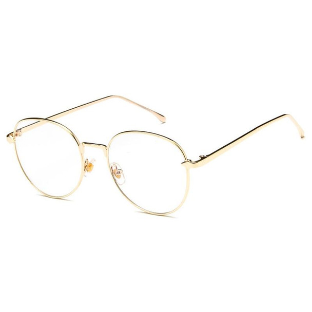 Retro Simple Round Frame Plain Glass Spectacles(Gold)