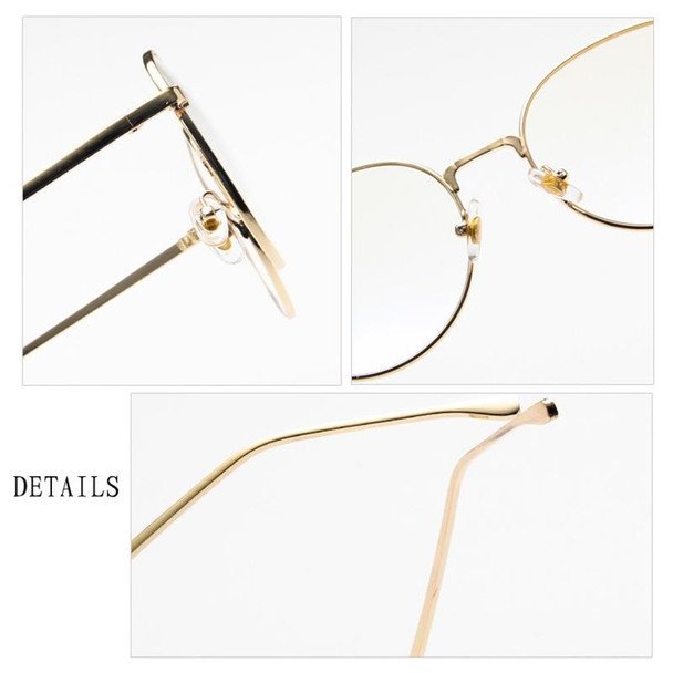 Retro Simple Round Frame Plain Glass Spectacles(Gold)