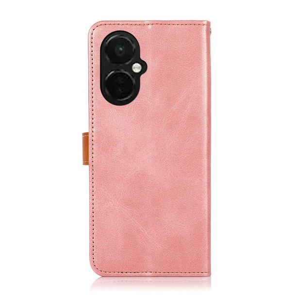 For OnePlus Nord CE 3 5G KHAZNEH Dual-color Cowhide Texture Flip Leatherette Phone Case(Rose Gold)