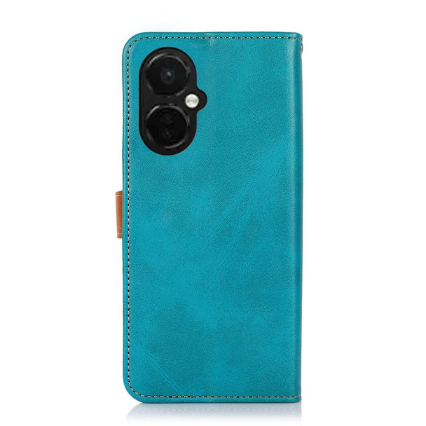 For OnePlus Nord CE 3 5G KHAZNEH Dual-color Cowhide Texture Flip Leatherette Phone Case(Blue)