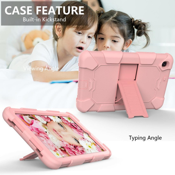 For Samsung Galaxy Tab A 8.4 (2020) Shockproof Two-Color Silicone Protection Case with Holder(Rose Gold)