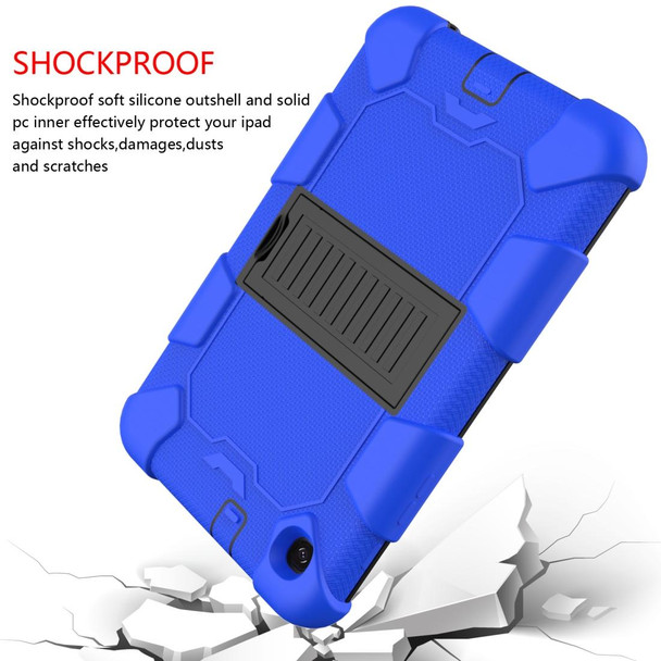 For Samsung Galaxy Tab A 8.4 (2020) Shockproof Two-Color Silicone Protection Case with Holder(Blue+Black)