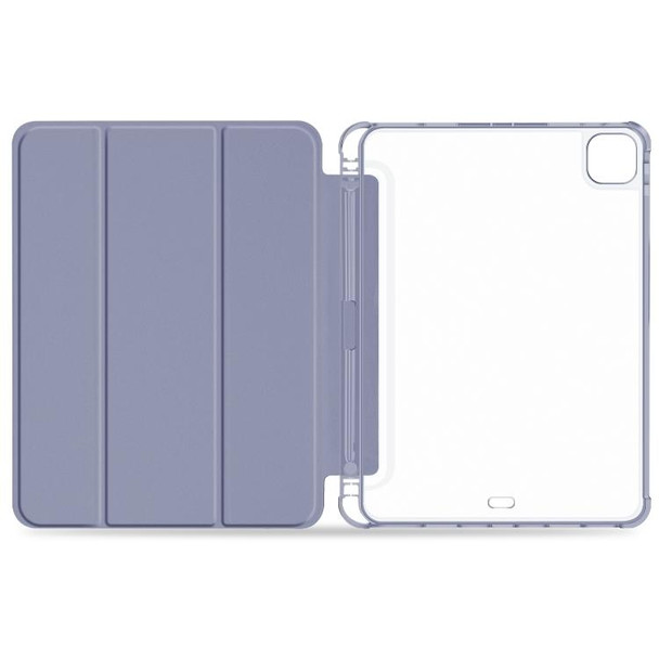 For iPad Pro 11 2022 / 2021 / 2020 3-fold Shockproof Smart Leatherette Tablet Case(Lavender)