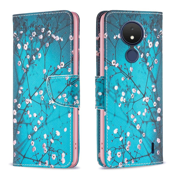 For Nokia C21 Colored Drawing Pattern Leatherette Phone Case(Plum Blossom)