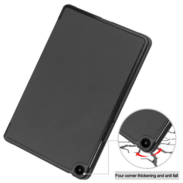 For Huawei Matepad SE 10.4 Custer Pure Color 3-Fold Holder Leatherette Tablet Case(Black)