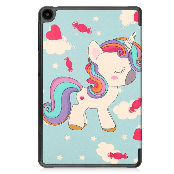 For Huawei Matepad SE 10.4 Custer Painted 3-Fold Holder Leatherette Tablet Case(Unicorn)