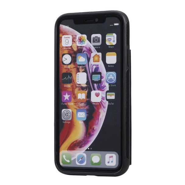 For iPhone XR Butterfly Embossing Pattern Shockproof Protective Case with Holder & Card Slots & Photo Frame(Black)