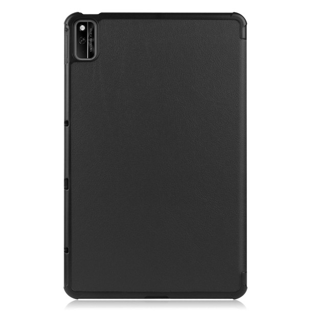 For Huawei Honor V6 / MatePad 10.4 inch Universal Caster Pattern Horizontal Flip Tablet PC Protective Leatherette Case with Tri-fold Bracket & Sleep Function(Black)