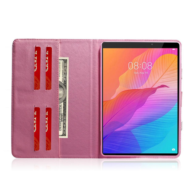 For Huawei MatePad T8 3D Colored Drawing Horizontal Flip Leatherette Case with Holder & Card Slot & Wallet & Handle(Magnolia)