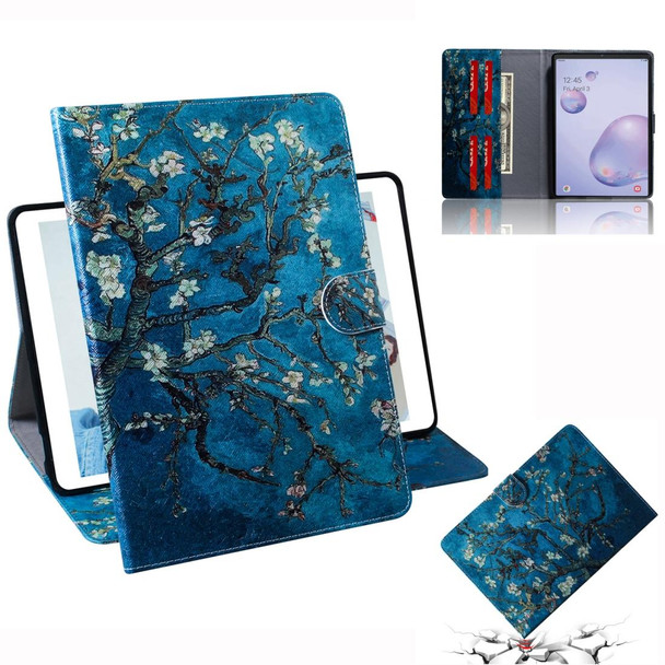 For Samsung Galaxy Tab A8.4 (2020) Colored Drawing Pattern Horizontal Flip PU Leatherette Case with Holder & Card Slots & Wallet(Apricot Blossom)