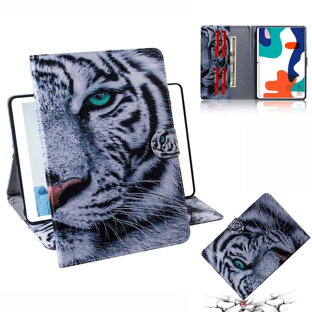 For Huawei MatePad Colored Drawing Pattern Horizontal Flip PU Leatherette Case with Holder & Card Slots & Wallet(Tiger)