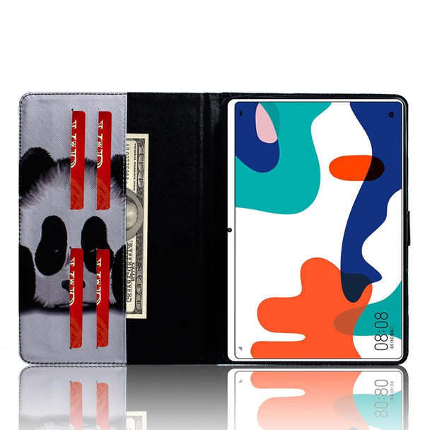 For Huawei MatePad Colored Drawing Pattern Horizontal Flip PU Leatherette Case with Holder & Card Slots & Wallet(Panda)