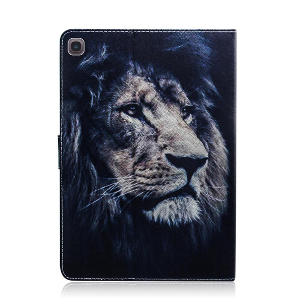 For Samsung Galaxy Tab A8.4 (2020) Colored Drawing Pattern Horizontal Flip PU Leatherette Case with Holder & Card Slots & Wallet(Lion)