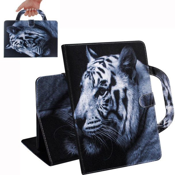 For Samsung Galaxy Tab A8.4 (2020) 3D Colored Drawing Horizontal Flip Leatherette Case with Holder & Card Slot & Wallet & Handle(White Tiger)