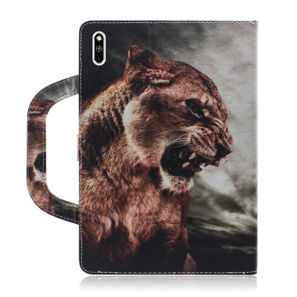 For Huawei MatePad 3D Colored Drawing Horizontal Flip Leatherette Case with Holder & Card Slot & Wallet & Handle(Lion)