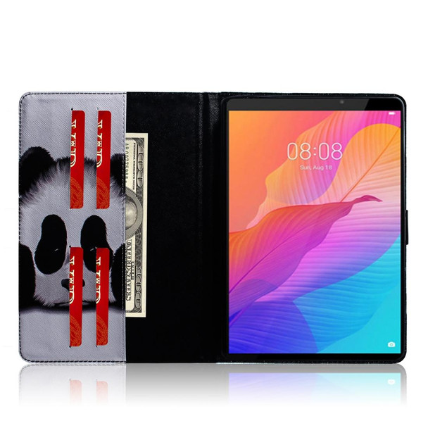 For Huawei MatePad T8 Colored Drawing Pattern Horizontal Flip PU Leatherette Case with Holder & Card Slots & Wallet(Panda)