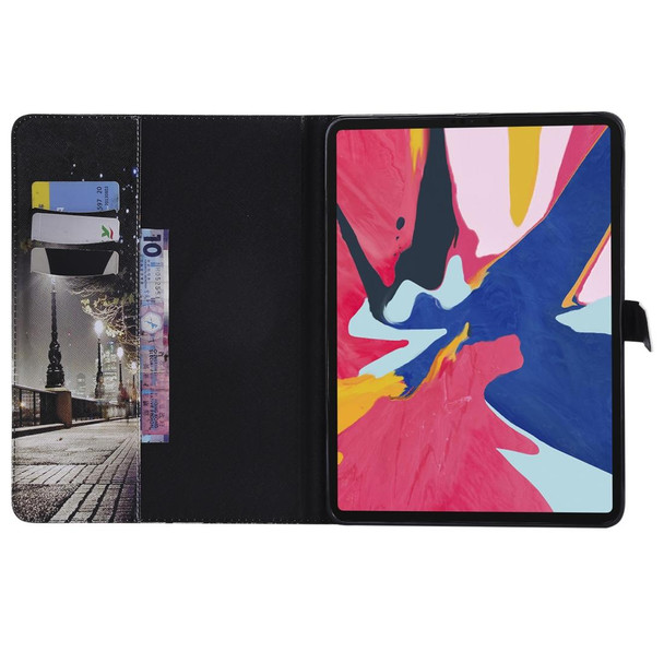 For iPad Pro 11 (2018) Colored Drawing Pattern Horizontal Flip PU Leatherette Case with Holder & Card Slots & Wallet(Cityscape)