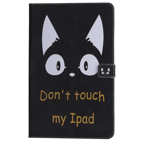 For Galaxy Tab A 10.5 T590 / T595 Colored Drawing Pattern Horizontal Flip PU Leatherette Case with Holder & Card Slots & Wallet(Cat Ears)