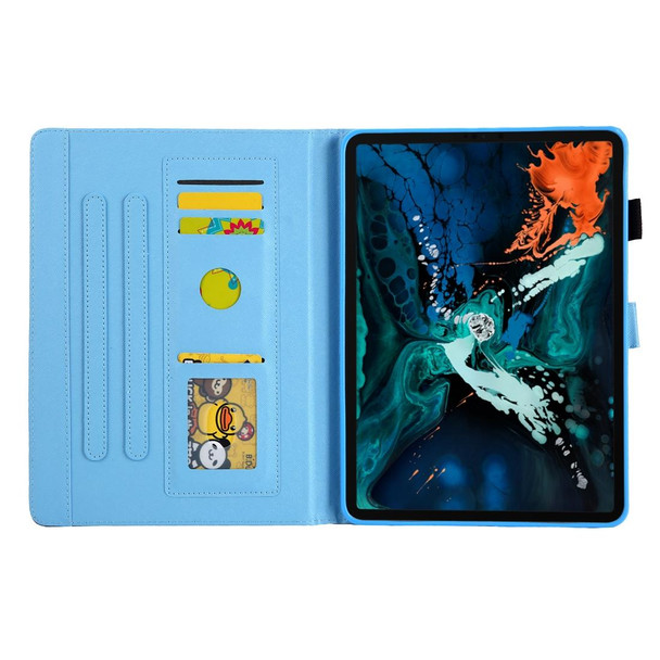 For iPad Pro 11 (2020) & (2018) Painted Pattern Tablet PC Protective Leatherette Case with Bracket & Card Slot & Photo Holder(Blue Background Puppy)