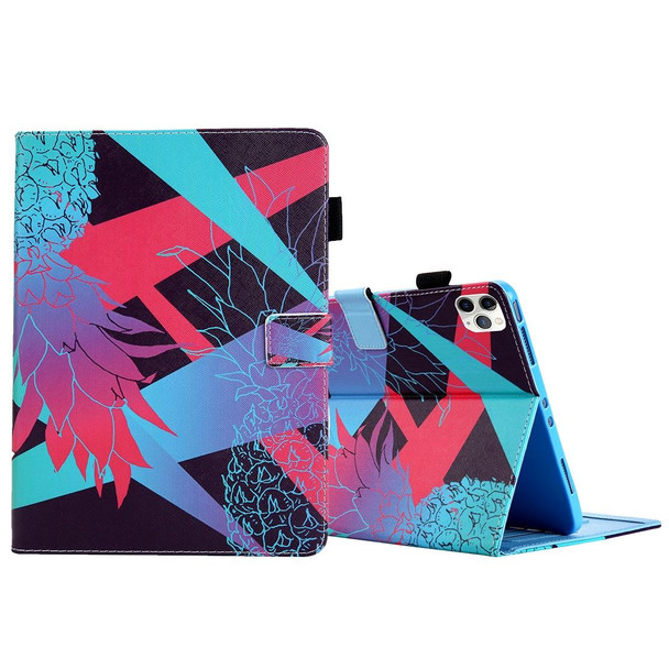 For iPad Pro 11 (2020) & (2018) Painted Pattern Tablet PC Protective Leatherette Case with Bracket & Card Slot & Photo Holder(Flaunt Pineapple)