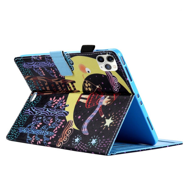 For iPad Pro 11 (2020) & (2018) Painted Pattern Tablet PC Protective Leatherette Case with Bracket & Card Slot & Photo Holder(Star Picking Girl)