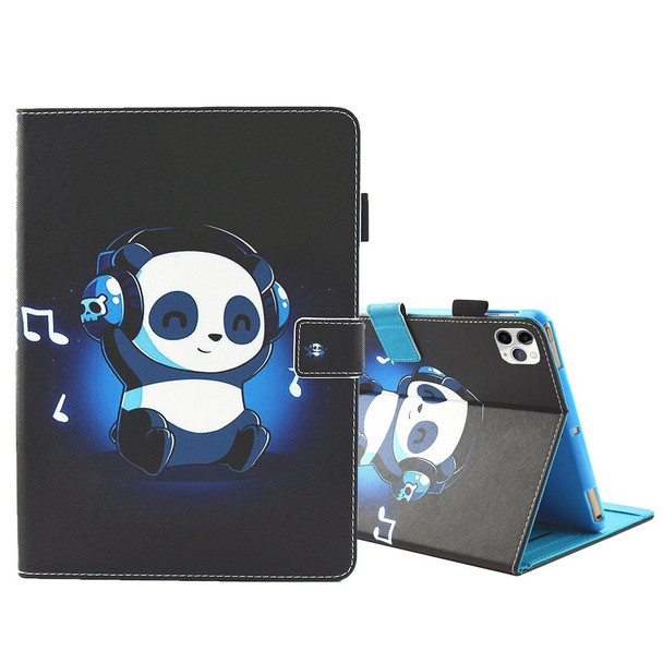 For iPad Pro 11 (2020) & (2018) Painted Pattern Tablet PC Protective Leatherette Case with Bracket & Card Slot & Photo Holder(Music Panda)