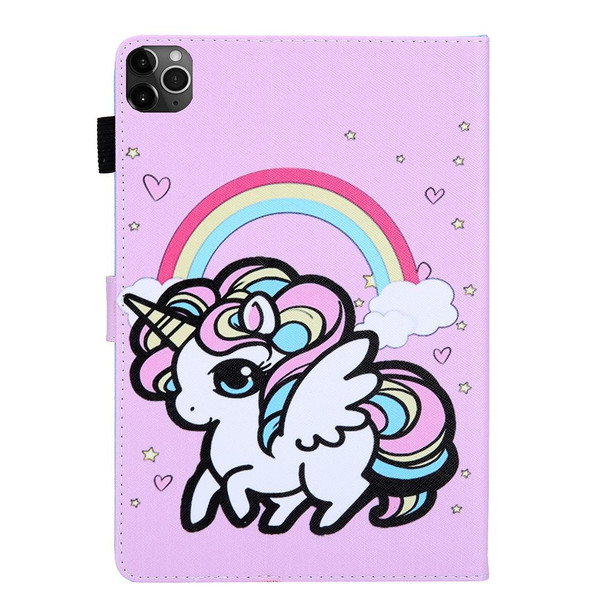 For iPad Pro 11 (2020) & (2018) Painted Pattern Tablet PC Protective Leatherette Case with Bracket & Card Slot & Photo Holder(Rainbow Unicorn)