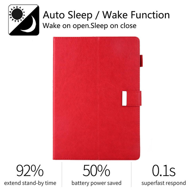 For iPad Pro 11 (2020) & (2018) Small Metal Button Magnetic Attraction Tablet PC Protective Leatherette Case with Deformable Bracket & Handle & Card Slots & Pen Slot & Sleep / Wake-up Function(Red)