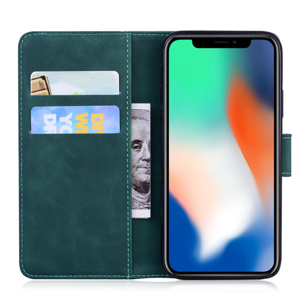 For iPhone XS Max Tiger Embossing Pattern Horizontal Flip Leatherette Case with Holder & Card Slots & Wallet(Green)