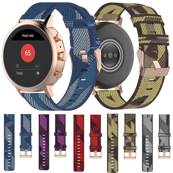 18mm Stripe Weave Nylon Wrist Strap Watch Band for Fossil Female Sport / Charter HR / Gen 4 Q Venture HR(Blue)