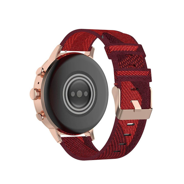 18mm Stripe Weave Nylon Wrist Strap Watch Band for Fossil Female Sport / Charter HR / Gen 4 Q Venture HR(Red)