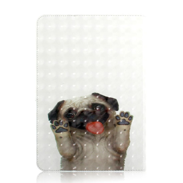 3D Colored Drawing Universal Horizontal Flip Leatherette Case, with Holder & Card Slot & Wallet for 7 inch Tablet PC(Pug)