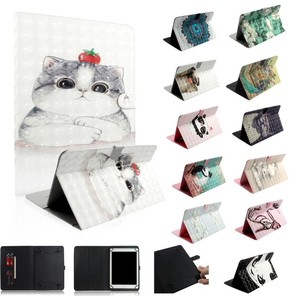 3D Colored Drawing Universal Horizontal Flip Leatherette Case, with Holder & Card Slot & Wallet for 7 inch Tablet PC(Pug)