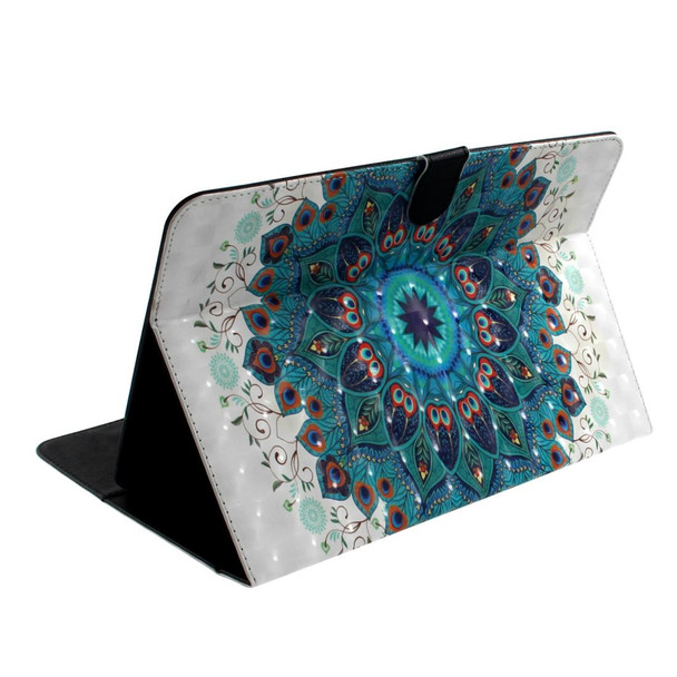 3D Colored Drawing Universal Horizontal Flip Leatherette Case, with Holder & Card Slot & Wallet for 10 inch Tablet PC(Peacock Wreath)