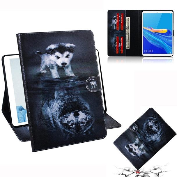 3D Colored Drawing Horizontal Flip Leatherette Case with Holder & Card Slot & Wallet For Huawei MediaPad M6 8.4 (2019)(Wolf And Dog)