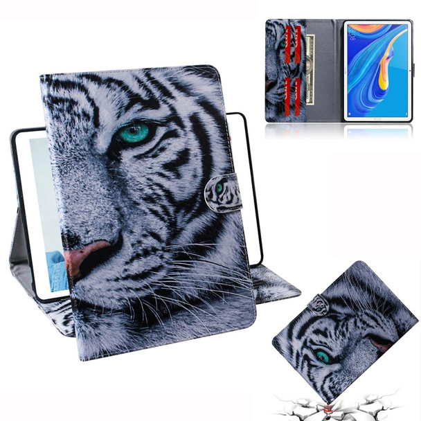 3D Colored Drawing Horizontal Flip Leatherette Case with Holder & Card Slot & Wallet For Huawei MediaPad M6 10.8(Tiger)