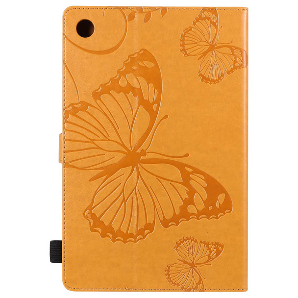 For Lenovo Tab M10 Plus TB-X606F Pressed Printing Butterfly Pattern Horizontal Flip Leatherette Case with Holder & Card Slots & Wallet & Sleep / Wake-up Function (Yellow)