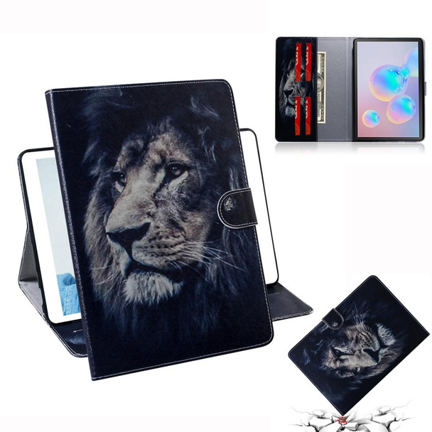 For Galaxy Tab S6 T860 / T865 3D Colored Drawing Horizontal Flip Leatherette Case with Holder & Card Slots & Wallet(Lion)